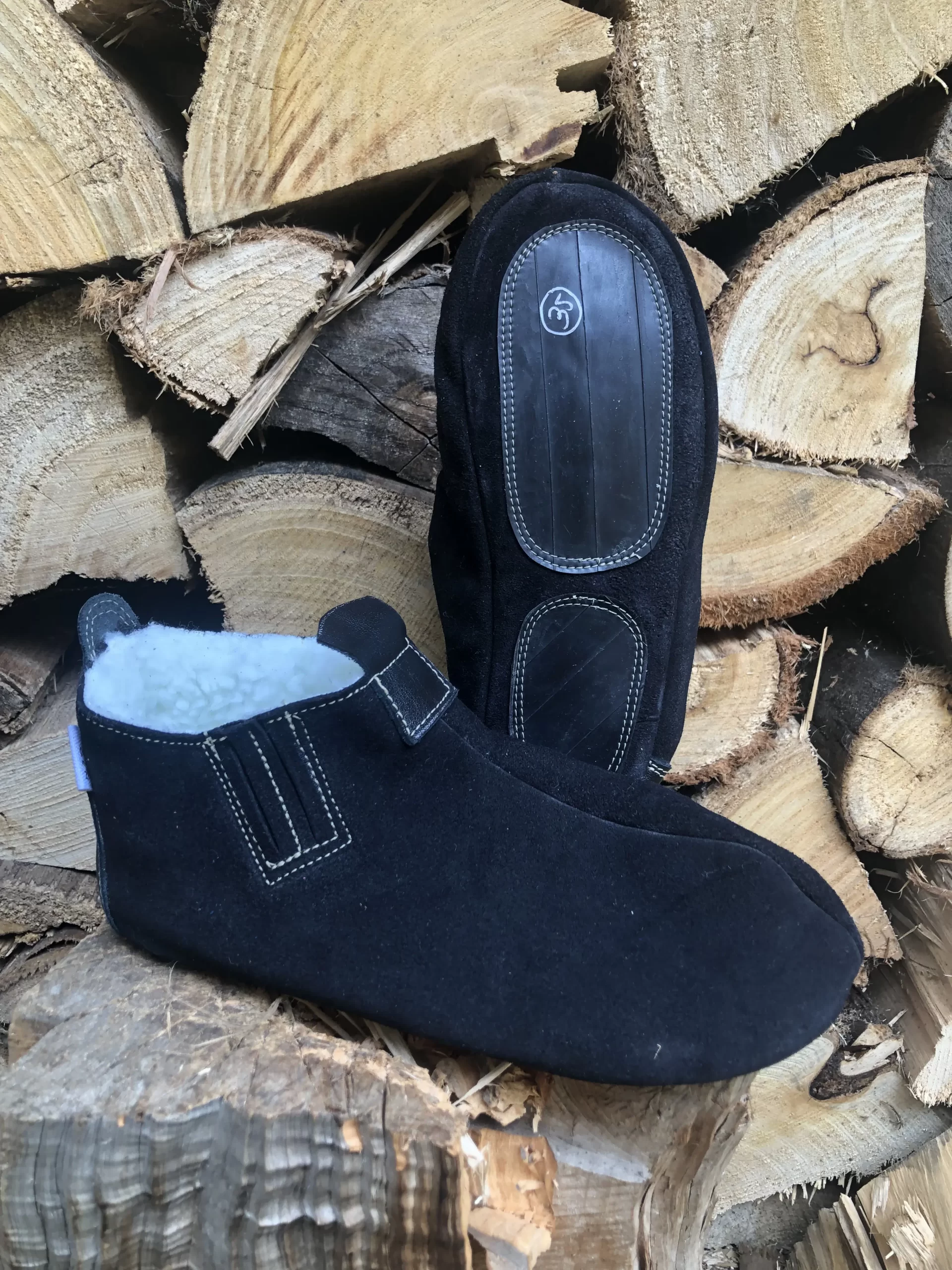 Pantuflas de Cuero Natural y Chiporro - Imagen 7